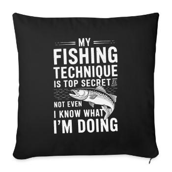 Pêcheur drôle de dicton pêche - Housse de coussin décorative 45 x 45 cm - noir - Devant
