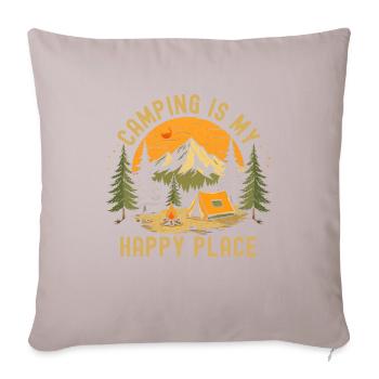 Camping is my Happy Place - Sofa pillowcase 17,3'' x 17,3'' (45 x 45 cm) - light taupe - Front