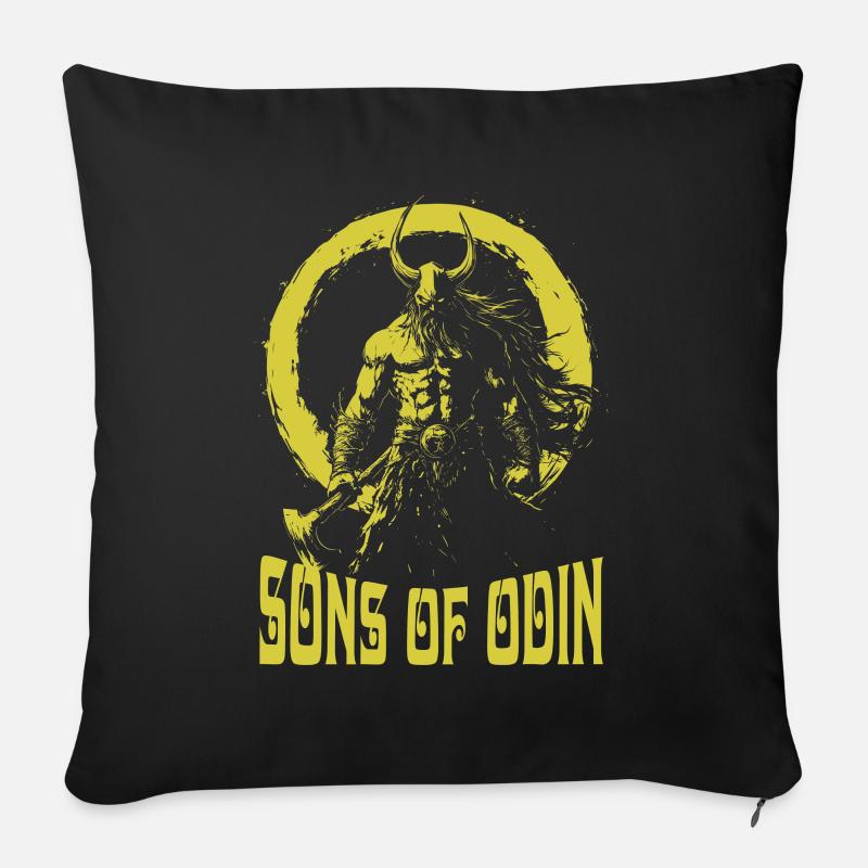Fils D’odin Vikings Viking Y - Housse de coussin décorative 45 x 45 cm - noir