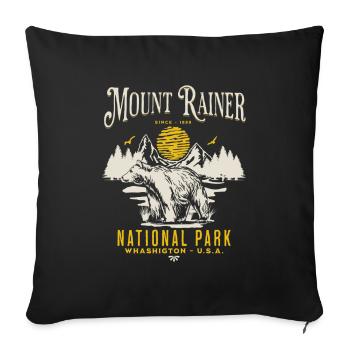 Mount Rainer National Park Vintage Landscape - Sofa pillowcase 17,3'' x 17,3'' (45 x 45 cm) - black - Front