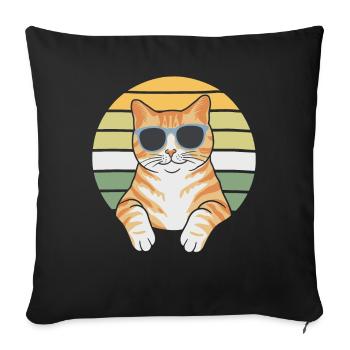 Tabby Orange Cat With Sunglasses - Sofa pillowcase 17,3'' x 17,3'' (45 x 45 cm) - black - Front