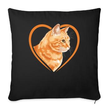 Chat tigré Orange Chat Amoureux des Chats - Housse de coussin décorative 45 x 45 cm - noir - Devant