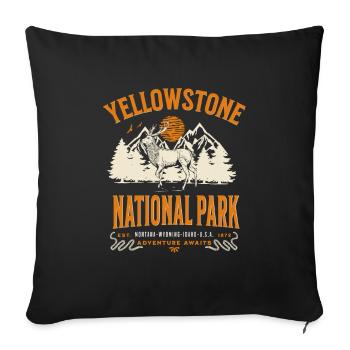 Paysage de la forêt de Yellowstone - Housse de coussin décorative 45 x 45 cm - noir - Devant