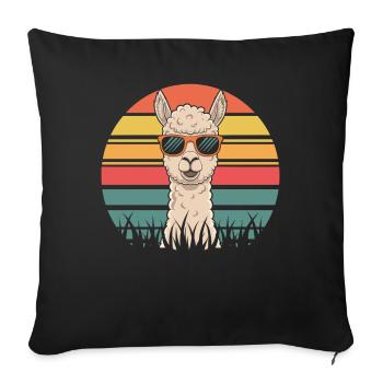 Lama d’alpaga frais - Housse de coussin décorative 45 x 45 cm - noir - Devant