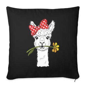 Alapaka sucré à la fleur - Housse de coussin décorative 45 x 45 cm - noir - Devant