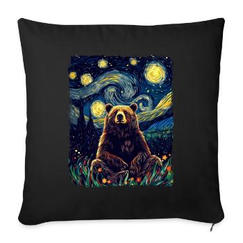 Grizzly Bear Animal Starry Night Sky Painting - Sofa pillowcase 17,3'' x 17,3'' (45 x 45 cm) - black - Front