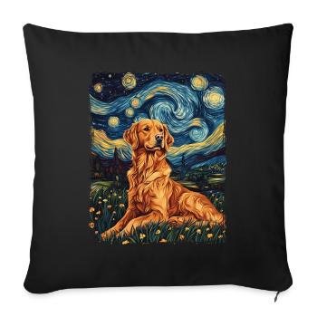 Golden Retriever Animal Starry Night Sky Painting - Sofa pillowcase 17,3'' x 17,3'' (45 x 45 cm) - black - Front