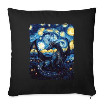 Dragon Starry Night Painting Van Gogh Magic Myth - Sofa pillowcase 17,3'' x 17,3'' (45 x 45 cm) - black - Front
