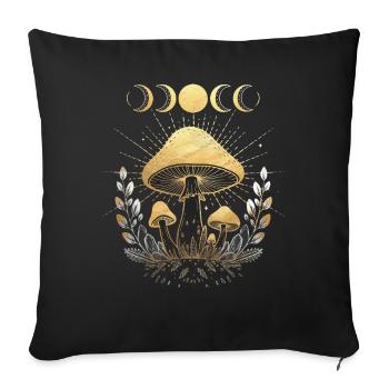 Mushroom Fungi Flower Floral Full Moon Half Moon - Sofa pillowcase 17,3'' x 17,3'' (45 x 45 cm) - black - Front