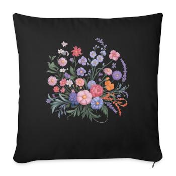 Jardinier de fleurs florales de fleurs sauvages colorées - Housse de coussin décorative 45 x 45 cm - noir - Devant