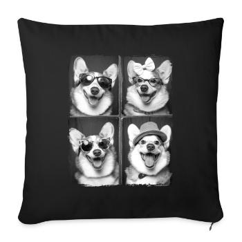 Lustiger Corgi Hund Liebhaber Tier Fotoautomat Selfie - Sofakissenbezug 45 x 45 cm - Schwarz - Vorne