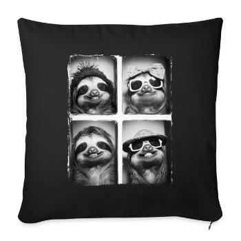 Funny Cute Retro Sloth Animal Photobooth Selfie - Sofa pillowcase 17,3'' x 17,3'' (45 x 45 cm) - black - Front