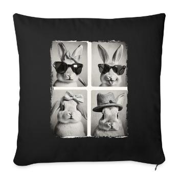 Drôle mignon lapin lapin animal photobooth selfie - Housse de coussin décorative 45 x 45 cm - noir - Devant
