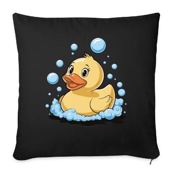 Rubber Duck Bathing Bubbles Water Bird Animal - Sofa pillowcase 17,3'' x 17,3'' (45 x 45 cm) - black - Front