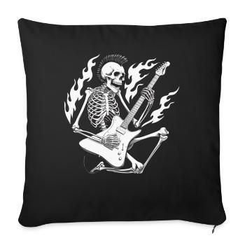 Cool Skeleton Guitariste Guitariste Musicien - Housse de coussin décorative 45 x 45 cm - noir - Devant
