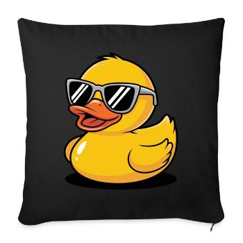 Gummiente mit Sonnenbrille Vogel Tier - Sofakissenbezug 45 x 45 cm - Schwarz - Vorne