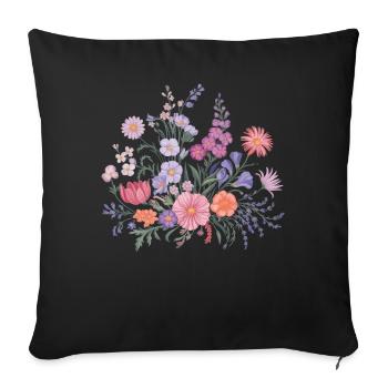 Jardinier de fleurs florales de fleurs sauvages colorées - Housse de coussin décorative 45 x 45 cm - noir - Devant