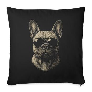 French Bulldog Illustration Sunglasses - Sofa pillowcase 17,3'' x 17,3'' (45 x 45 cm) - black - Front