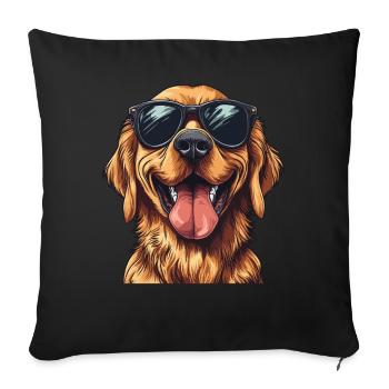 Funny Dog Sunglasses Comic Illustration - Sofa pillowcase 17,3'' x 17,3'' (45 x 45 cm) - black - Front