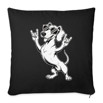 Cool Dachshund Wiener Dog Lover Sunglasses Rock - Sofa pillowcase 17,3'' x 17,3'' (45 x 45 cm) - black - Front
