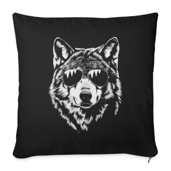 loup illustration lunettes de soleil cool animal art - Housse de coussin décorative 45 x 45 cm - noir - Devant