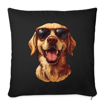 Golden Retriever Sunglasses Happy Cute Dog Animal - Sofa pillowcase 17,3'' x 17,3'' (45 x 45 cm) - black - Front