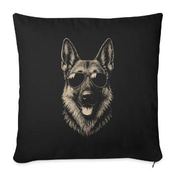 German Shepherd Dog Sunglasses Cool Illustration - Sofa pillowcase 17,3'' x 17,3'' (45 x 45 cm) - black - Front