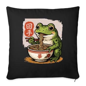 Cartoon Frog Eating Ramen Bowl Asian Food - Sofa pillowcase 17,3'' x 17,3'' (45 x 45 cm) - black - Front