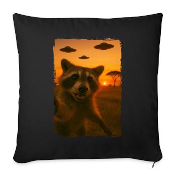 raccoon trash panda sunset UFOs savannah sky - Sofa pillowcase 17,3'' x 17,3'' (45 x 45 cm) - black - Front