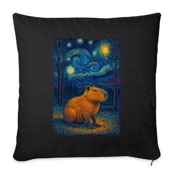 Capybara Starry Night Van Gogh Style Painting - Sofa pillowcase 17,3'' x 17,3'' (45 x 45 cm) - black - Front