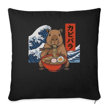 Capybara Ramen Bowl Chopsticks Japanese Wave - Sofa pillowcase 17,3'' x 17,3'' (45 x 45 cm) - black - Front