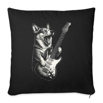 Cool Corgi Dog Lover Jouant De La Musique De La Guitare Electrique - Housse de coussin décorative 45 x 45 cm - noir - Devant