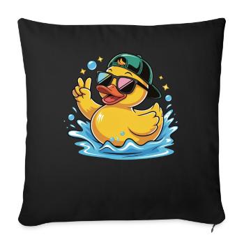 cool duck rubber duckie cartoon sunglasses cap - Sofa pillowcase 17,3'' x 17,3'' (45 x 45 cm) - black - Front
