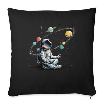 Astronaut Meditation Space Planets Orbit - Sofa pillowcase 17,3'' x 17,3'' (45 x 45 cm) - black - Front