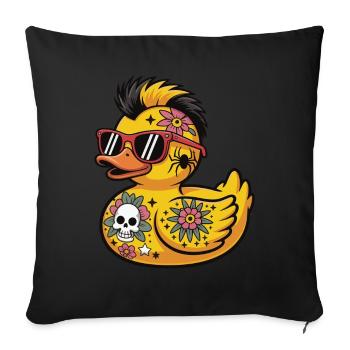 Tatouage Rubber Duck Accessoires de style punk - Housse de coussin décorative 45 x 45 cm - noir - Devant