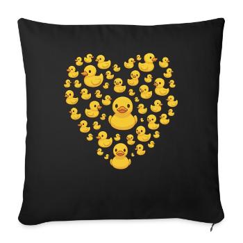 Canards en caoutchouc jaune coeur forme mignon canard amant - Housse de coussin décorative 45 x 45 cm - noir - Devant