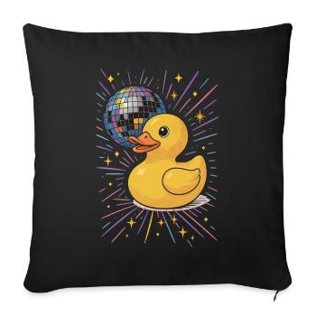 Rubber Duck Disco Ball Party Illustration - Sofa pillowcase 17,3'' x 17,3'' (45 x 45 cm) - black - Front