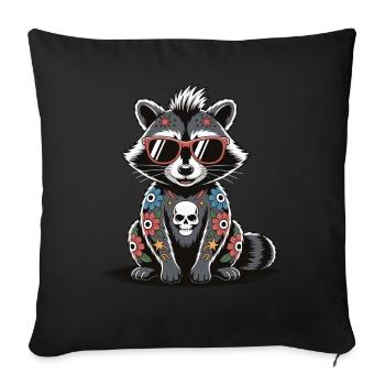 Cool Raccoon Tattoo Sunglasses Skull - Sofa pillowcase 17,3'' x 17,3'' (45 x 45 cm) - black - Front