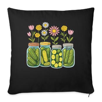 Pickled Cucumbers Jars Flowers Floral Home Decor - Sofa pillowcase 17,3'' x 17,3'' (45 x 45 cm) - black - Front