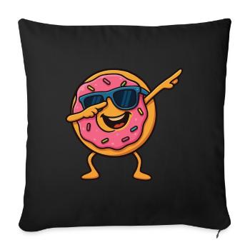 Drôle Cool Dabbing Pose Dessin animé Donut Dancing - Housse de coussin décorative 45 x 45 cm - noir - Devant