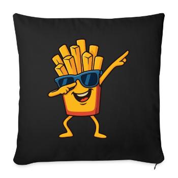 Drôle de frites dessin animé lunettes de soleil Dabbing Pose - Housse de coussin décorative 45 x 45 cm - noir - Devant