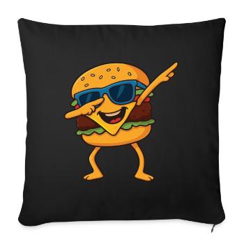 Drôle Dabbing Burger Fast Food Dessin animé Lunettes de soleil - Housse de coussin décorative 45 x 45 cm - noir - Devant