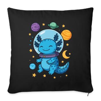 Cute Astronaut Axolotl Space Planets Stars Moon - Sofa pillowcase 17,3'' x 17,3'' (45 x 45 cm) - black - Front