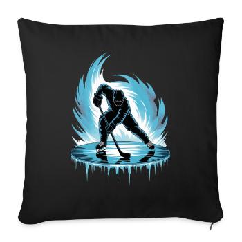 Cool Hockey Player Skating Skater Stick Puck - Sofa pillowcase 17,3'' x 17,3'' (45 x 45 cm) - black - Front