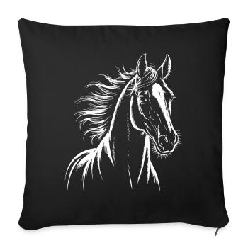 Horse Sketch Equestrian Line Art Animal Drawing - Sofa pillowcase 17,3'' x 17,3'' (45 x 45 cm) - black - Front