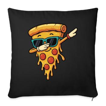 Cool Pizza Slice Lunettes de soleil Dab Pose Danse Dabbing - Housse de coussin décorative 45 x 45 cm - noir - Devant