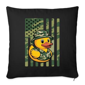 Canard en caoutchouc mignon Militaire vétéran de l’armée Camouflage militaire - Housse de coussin décorative 45 x 45 cm - noir - Devant