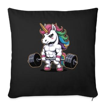 Muskulöses Einhorn Gewichtheben Fitnessstudio Fitness Workout - Sofakissenbezug 45 x 45 cm - Schwarz - Vorne