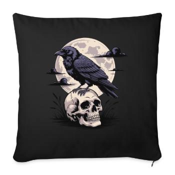 Black Raven Skull Full Moon Dark Gothic Emo Dark - Sofa pillowcase 17,3'' x 17,3'' (45 x 45 cm) - black - Front