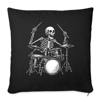 Drummer Skelto Skull Drum Set Musician Percussion - Sofa pillowcase 17,3'' x 17,3'' (45 x 45 cm) - black - Front